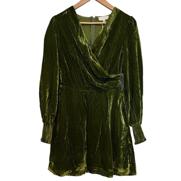 Melloday Dress Women's Size Extra Small Green Crushed Velvet NWT - Picture 2 of 12